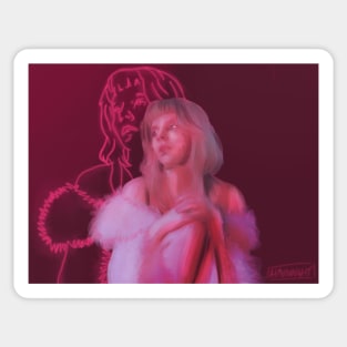 Aurora Aksnes pink neon print Sticker